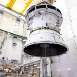 Media Invited to Artemis II Mission Events at Kennedy A massive crane lifts NASA’s Orion spacecraft out of the Final Assembly and System Testing cell and moves it to the altitude chamber to complete further testing on Thursday, Nov. 7, 2024, inside the Neil A. Armstrong Operations and Checkout building at NASA