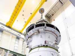Media Invited to Artemis II Mission Events at Kennedy A massive crane lifts NASA’s Orion spacecraft out of the Final Assembly and System Testing cell and moves it to the altitude chamber to complete further testing on Thursday, Nov. 7, 2024, inside the Neil A. Armstrong Operations and Checkout building at NASA