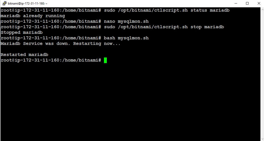 How to Automatically Restart MariaDB on Failure in Bitnami?