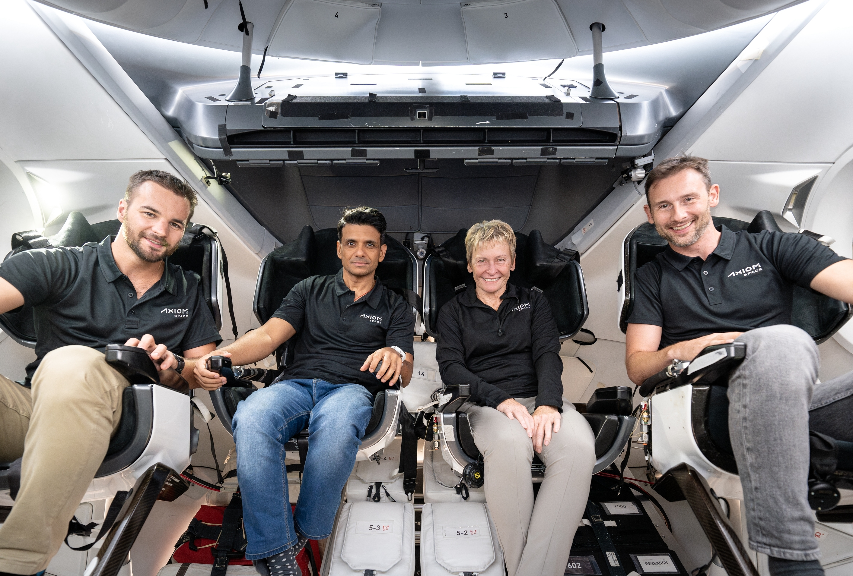 axiom space mission 4 crew image.png The Axiom Mission 4, or Ax-4, crew will launch aboard a SpaceX Dragon spacecraft to the International Space Station from NASA’s Kennedy Space Center in Florida no earlier than Spring 2025. From left to right: Tibor Kapu of Hungary, ISRO (Indian Space Research Organisation) astronaut Shubhanshu Shukla, former NASA astronaut Peggy Whitson, and ESA (European Space Agency) astronaut Sławosz Uznański-Wiśniewski of Poland.