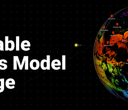 NASA Launches Initiative for Eco-Friendly Business Innovations On the right of the image is a multi-color depiction of Earth orbited by some of NASA