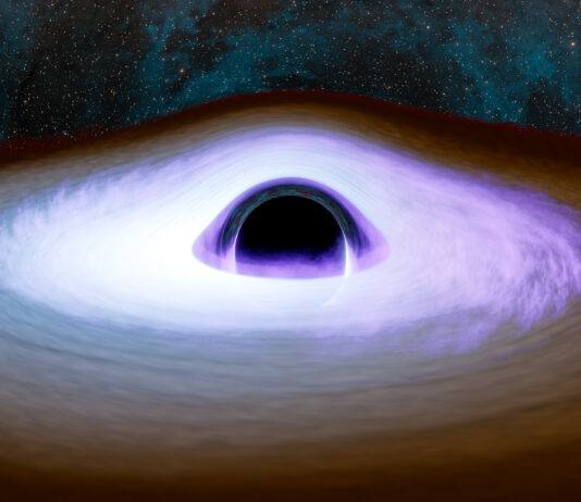 NASA Updates: The Marshall Star – October 23, 2024 An illustration of a black hole with a dark circle surrounded by light discs.