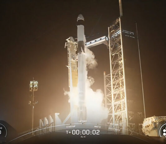 NASA to Host Fourth Private Astronaut Crew at Space Station The SpaceX Dragon spacecraft carrying the Axiom Mission 4 crew launches atop the Falcon 9 rocket from NASA