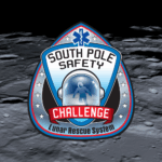 Astronaut Safety Boosted by NASA’s Lunar Rescue System Challenge Challenge logo for the South Pole Safety challenge overlayed on an image of the lunar surface.