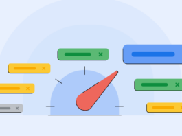 Enhance your web experience with Chrome’s latest performance settings. Cartoon speedometer pointing at various abstract chat boxes