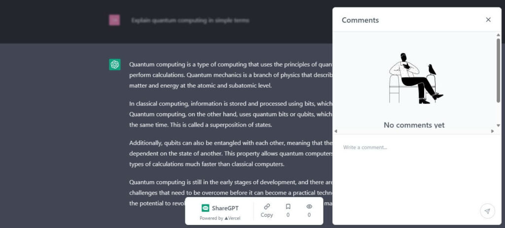 Comment option - ShareGPT