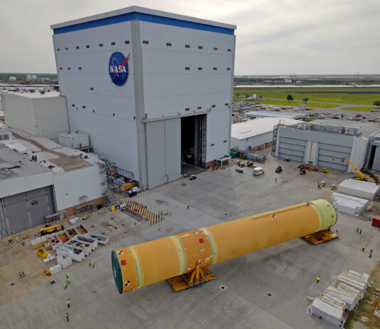 NASA Unveils Core Stage for Artemis III Moon Mission Rocket NASA Rolls Out Artemis III Moon Rocket Core Stage - NASA