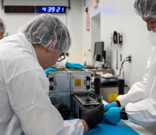 NASA Invites Student Projects for 2026 Space Missions and Future Technicians with the University of Kansas prepare their KUbeSat-1 for integration at Firefly’s Payload Processing Facility at Vandenberg Space Force Base, California on Thursday, April 25, 2024.