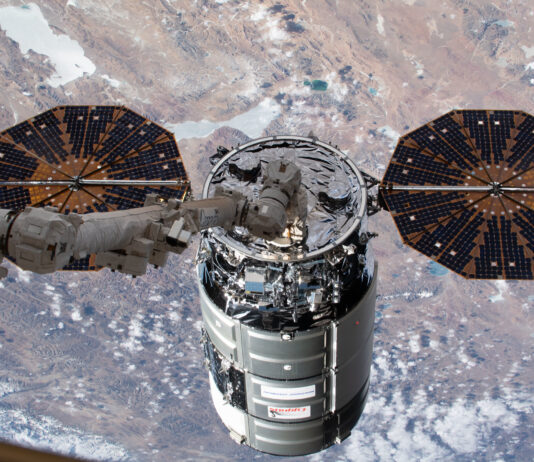 NASA Announces Coverage for Northrop Grumman’s 21st ISS Resupply Mission An image of Northrop Grumman’s Cygnus spacecraft in the grips of the Canadarm2 robotic arm shortly after being captured at the International Space Station