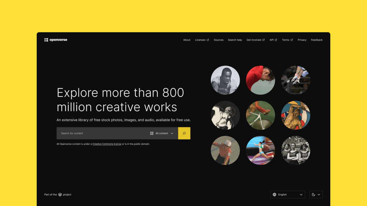 dark home with yellow background.png Openverse.org: A Sight for Sore Eyes