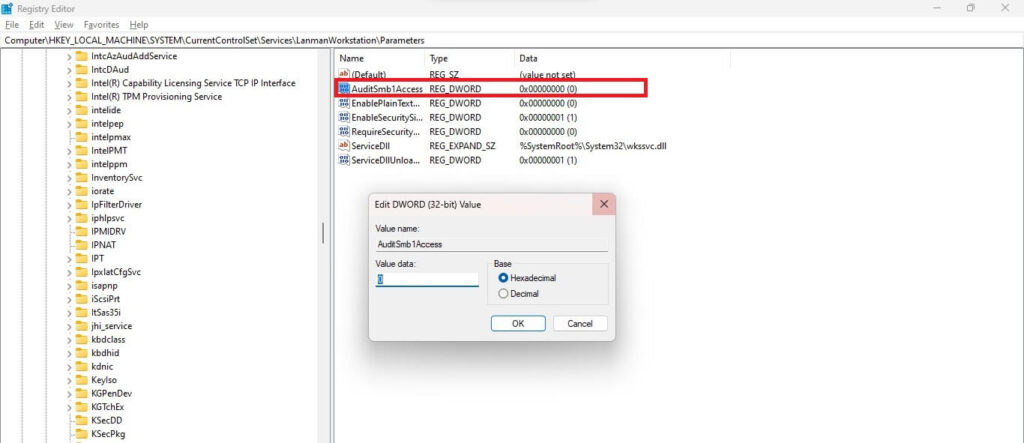Edit DWORD (32-BIT) Value