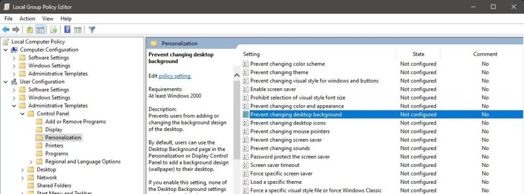Changing Desktop Background In Windows 11