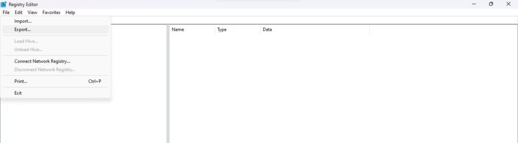 Export - Regedit