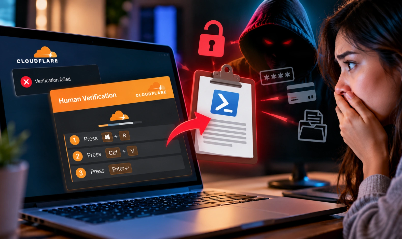 fake cloudflare captcha and powershell clipboard scam Fake Cloudflare CAPTCHA scam tricking users into running a malicious PowerShell command