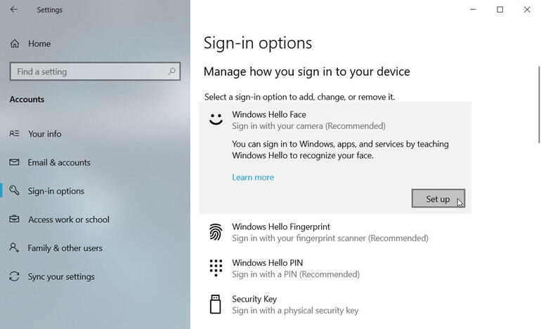 Set Up Facial Recognition Sign-in For Account In Windows 11
