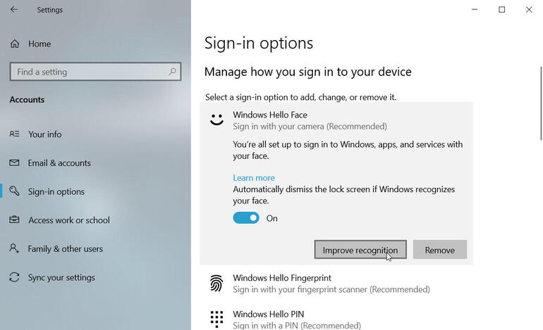 Set up Facial Recognition Sign-in for Account in Windows 11