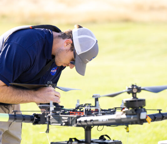 NASA Utilizes Drones for Micrometeorology and Fire Response Aid Brayden Chamberlain, UAS Pilot in Command, performs pre-flight checks on the NASA Alta X uncrewed aerial system (UAS) during NASA FireSense’s uncrewed aerial system (UAS) technology demonstration in Missoula, Montana.
