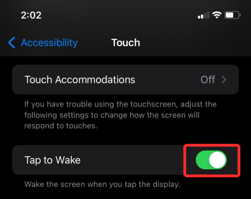 tap to wake not working in iOS 15