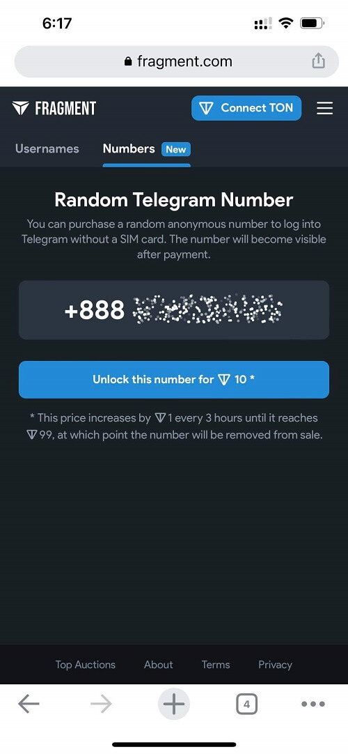 Buy anonymous phone number for Telegram