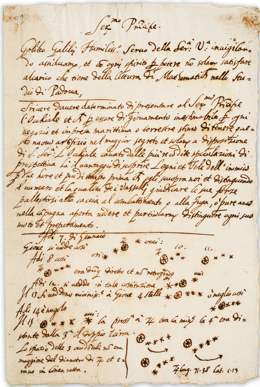 galileo discovers jupiter moons 3 galileo manuscript u of mi special collections library.png A page from Galileo