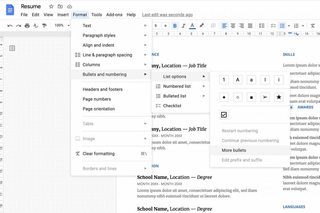 Customize Bullet Points In Google Docs