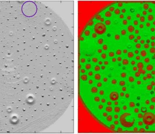 NASA Tests Precision Landing Tech at Kennedy Space Center Side-by-side images collected by a hazard detection lidar instrument show potential hazards in a simulated hazard field.