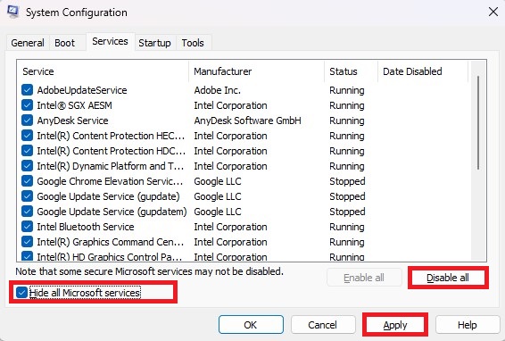 Hide all Microsoft services
