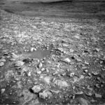 NASA Science: Mars’ Sols 4595-4596 – Another Stunning Martian Day A grayscale image from the Martian surface shows a field of extremely rough, rocky terrain in medium gray, stretching from the foreground to the edge of the distant horizon.