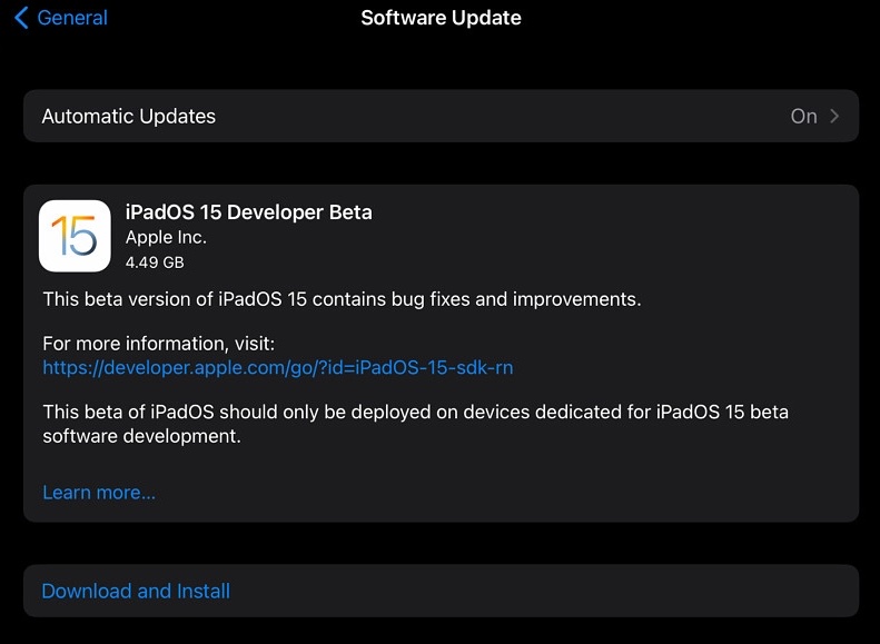 iPadOS 15 beta