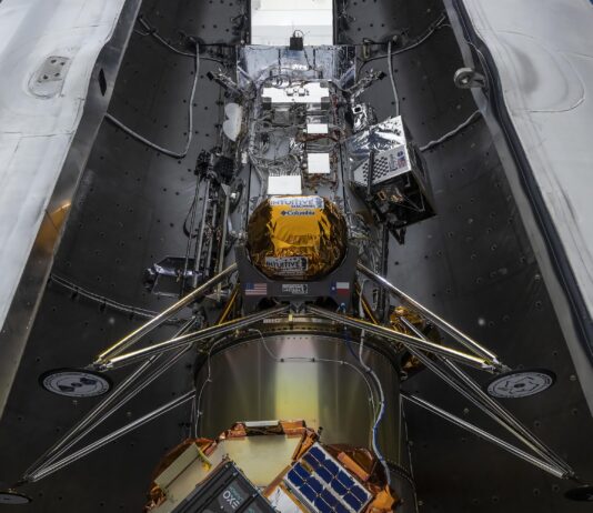 NASA Announces Broadcast for Upcoming Intuitive Machines Moon Mission Caption: The Intuitive Machines lunar lander that will deliver NASA science and technology to the Moon as part of the agency’s CLPS (Commercial Lunar Payload Services) initiative and Artemis campaign is encapsulated in the fairing of the SpaceX Falcon 9 rocket. Credit: SpaceX