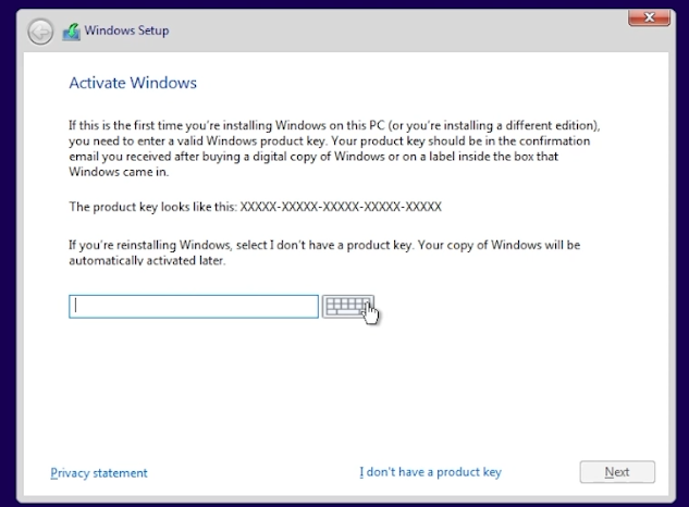 Windows Activation Screen