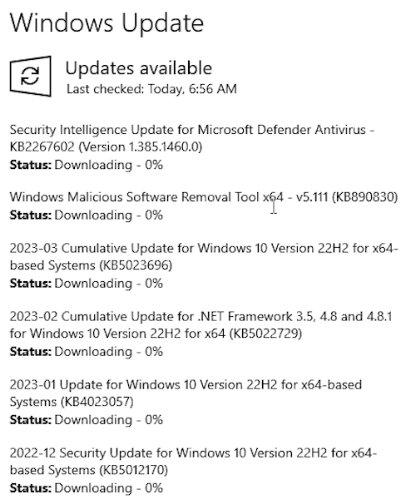 Windows Update List