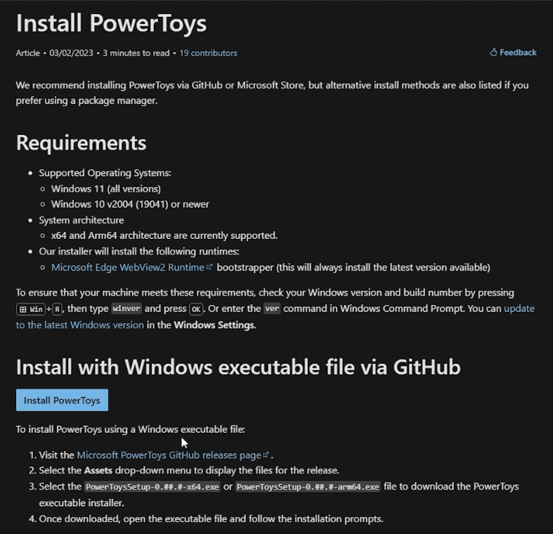 Install Microsoft Power Toys