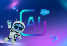 Salesforce Suites now include Agentforce for Small Business integration. Illustration of Astro and Agentforce for Salesforce Suites with AI on a purple background.