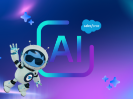 Salesforce Suites now include Agentforce for Small Business integration. Illustration of Astro and Agentforce for Salesforce Suites with AI on a purple background.