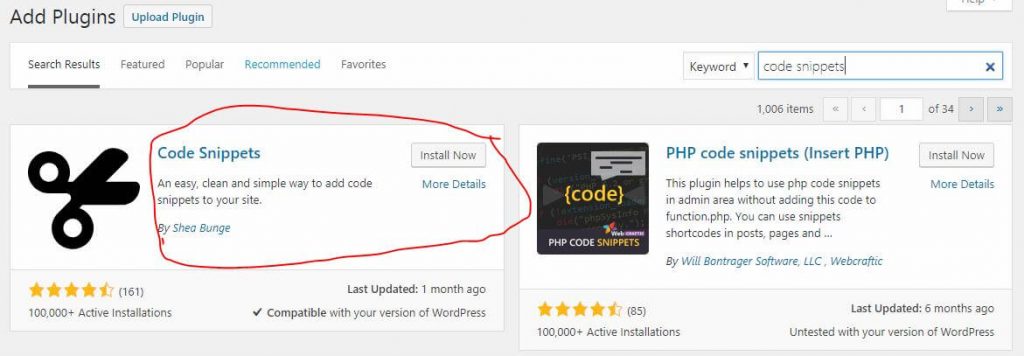 Installing Code Snippets