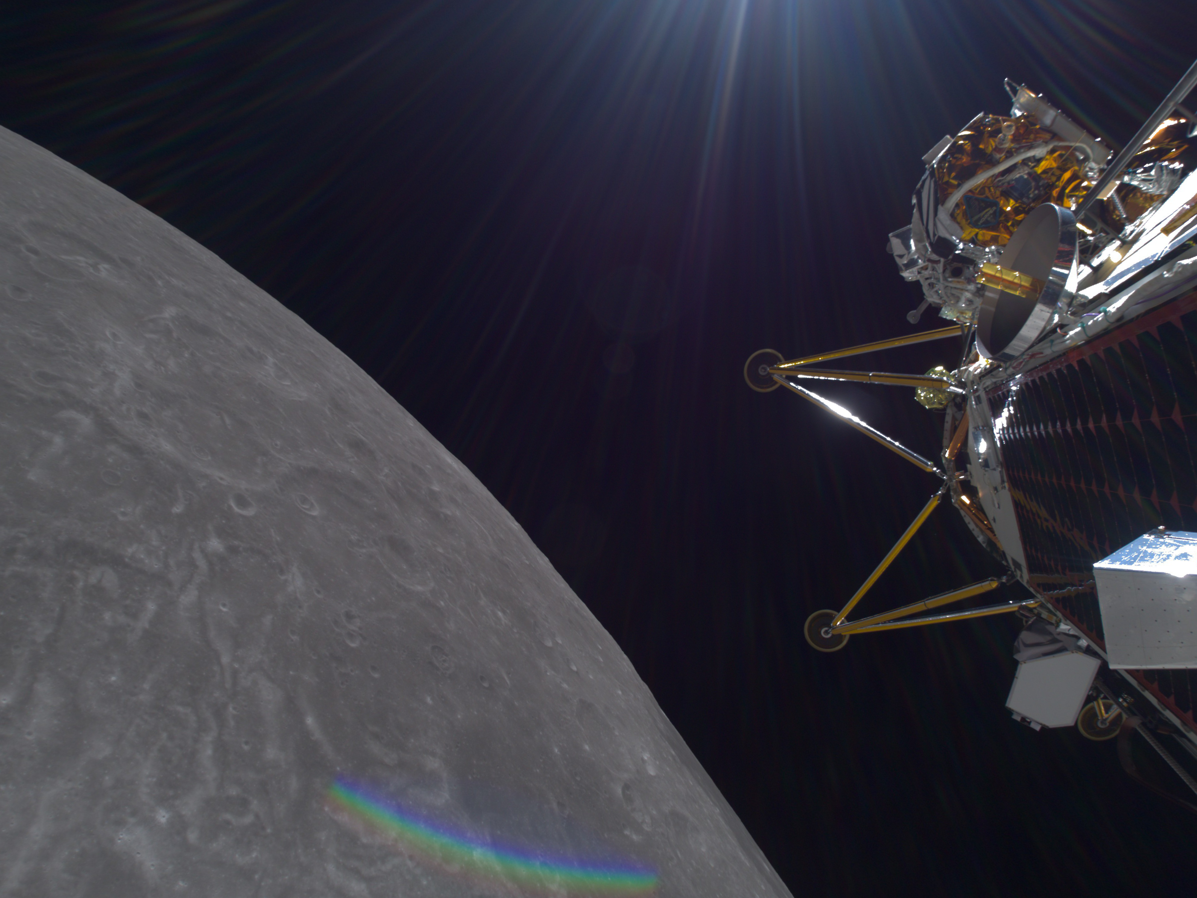 Intuitive Machines’ IM-2 mission lunar lander, Athena, entering lunar orbit on Monday, March 3.