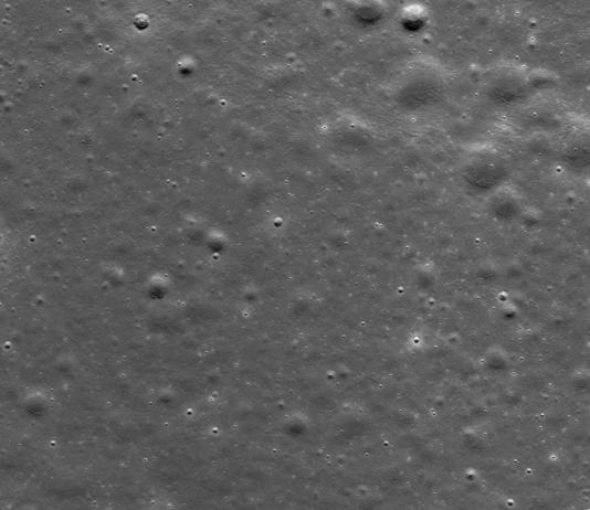 NASA’s LRO Captures Japanese Lunar Lander RESILIENCE Site A black and white image of the surface of the Moon taken from NASA