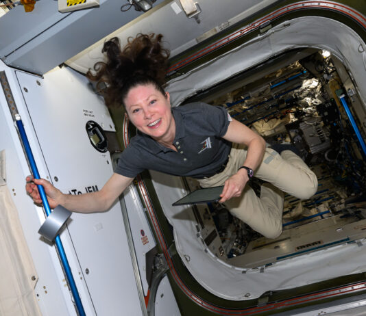 NASA’s Tracy C. Dyson Leads Space Station Science Mission NASA astronaut and Expedition 71 Flight Engineer Tracy C. Dyson smiles for a portrait in the vestibule between the Kibo laboratory module and the Harmony module aboard the International Space Station.