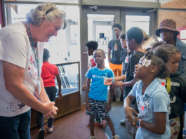 Middle School Students Invited by NASA to Explore STEM Careers A group of grade school students explore the lobby of NASA Glenn