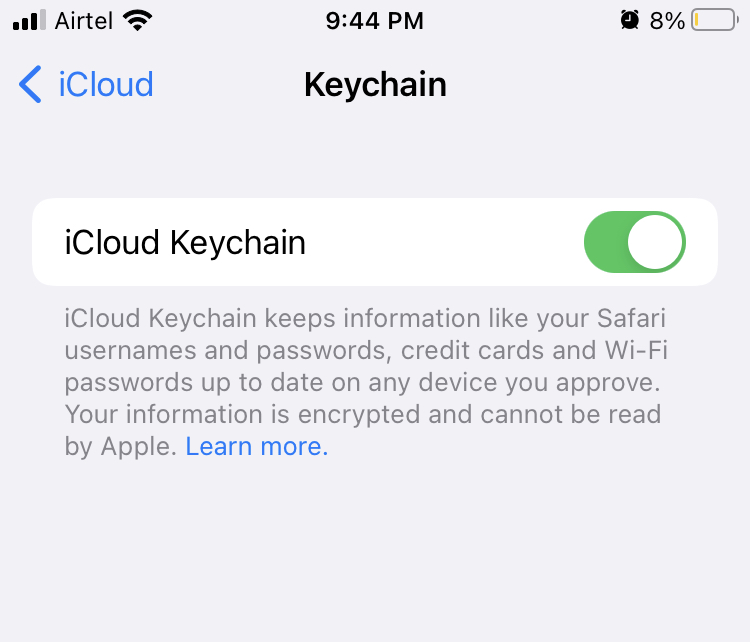 two-factor authentication in iCloud Keychain