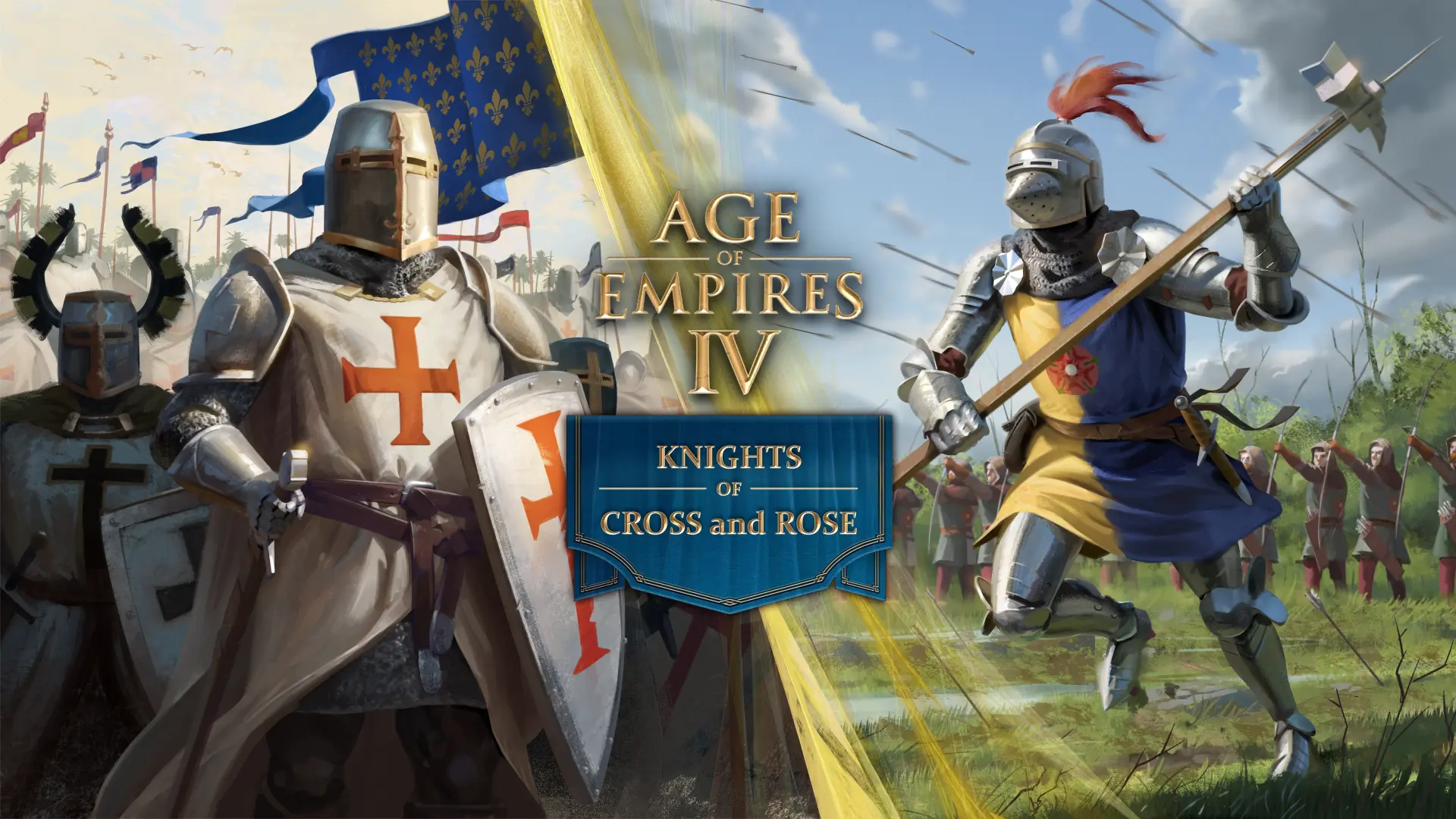 knights keyart full 1920x1080.webp.webp Age of Empires IV: Knights of Cross and Rose - Available Now! - Age of Empires - World's Edge Studio
