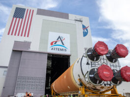 NASA’s Marshall Star – July 31, 2024 Edition After completing its journey from NASA’s Michoud Assembly Facility in New Orleans aboard the Pegasus barge, teams with Exploration Ground Systems (EGS) transport the agency’s powerful SLS (Space Launch System) core stage to NASA’s Kennedy Space Center’s Vehicle Assembly Building in Florida on Tuesday, July 23, 2024. Once inside, SLS will be prepared for integration atop the mobile launcher ahead of the Artemis II launch.