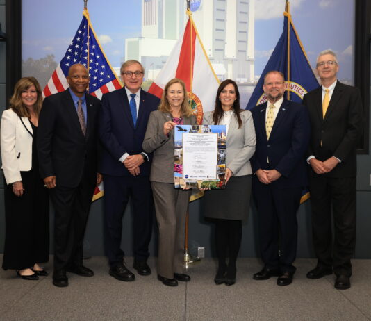 Florida’s Space Industry Enters New Era with NASA’s Kennedy Kennedy Space Center Director and charter members of the Florida University Space Research Consortium signed a memorandum of understanding on Jan. 8, 2025. Comprised of the University of Florida, Embry-Riddle Aeronautical University, and University of Central Florida, the consortium was designated in 2024 as the state’s official space research entity, making Florida the only state with a university consortium affiliated with one of NASA’s centers. This critical milestone in a one-of-a-kind partnership to advance research, technology development, education, and communication between the spaceport and the state’s growing space industry. From left: Jennifer Kunz, Associate Director, Technical, Kennedy Space Center; Kelvin Manning, Deputy Director, Kennedy Space Center; Dr. Kent Fuchs, Interim President, University of Florida; Janet Petro, Director, Kennedy Space Center; Jeanette Nuñez, Florida Lieutenant Governor; Dr. Alexander Cartwright, President, University of Central Florida; Dr. Barry Butler, President, Embry-Riddle Aeronautical University.