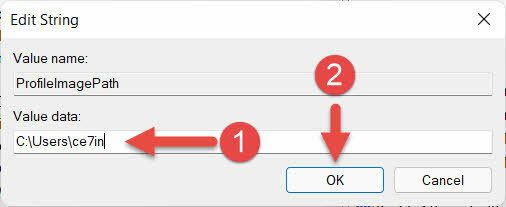 Change Name of User Profile Folder windows 11
