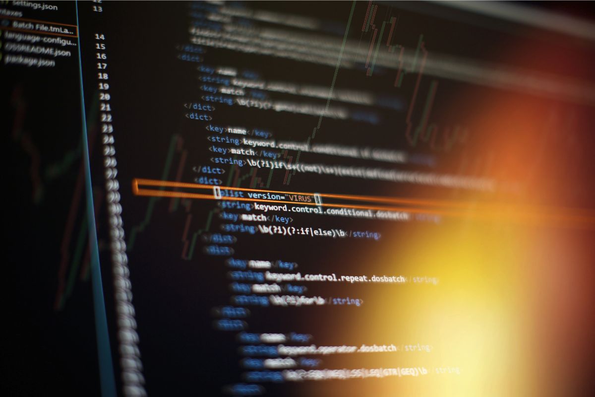 Close-up of computer code on a screen.