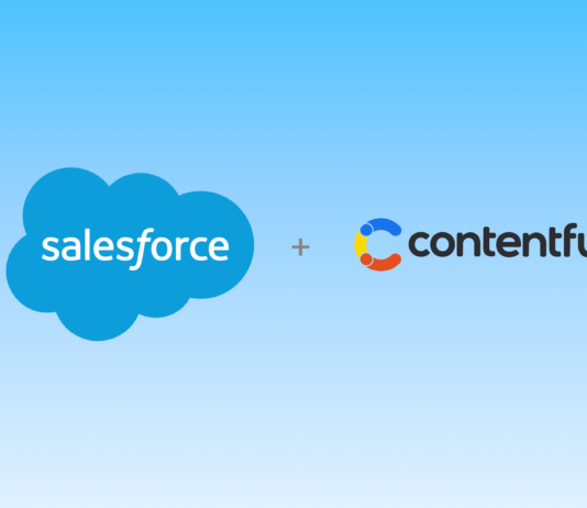 Salesforce to Acquire Contentful in Strategic Move for Digital Experience Salesforce and Contentful logos on a light blue gradient background.