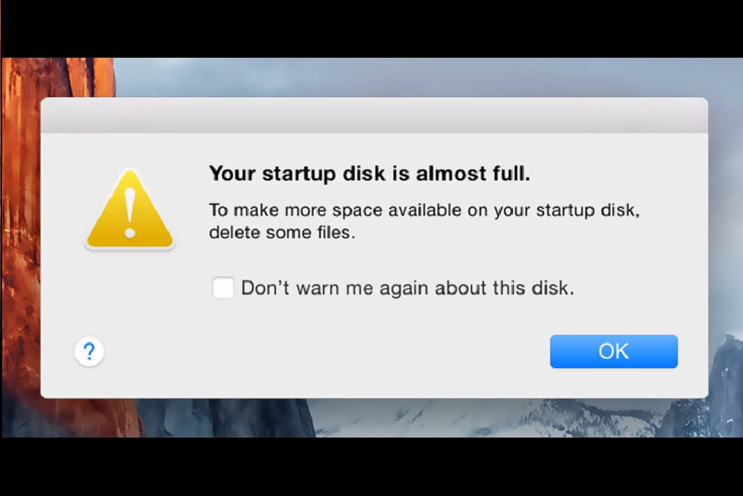 macos-sierra-your-startup-disk-almost-full macOS Sierra: Your Startup Disk Is Almost Full message