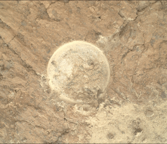 NASA Unveils Mars’ Ancient Wonders in New Science Show Image of the “Peachflya” abrasion spot