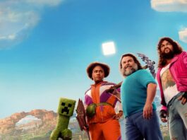 Minecraft Film Released Today The official poster for A MINECRAFT MOVIE. A sunny scene from the Overworld features protagonists Dawn, Steve, Garrett, Henry, Natalie standing next to each other facing the camera. To their left, there is a creeper, and in the foreground we see Dennis, Steve’s pet wolf. An Overworld landscape is visible behind the characters.